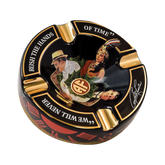 Arturo Fuente Round Decorated Ceramic "Hands of Time" Black Ashtray
